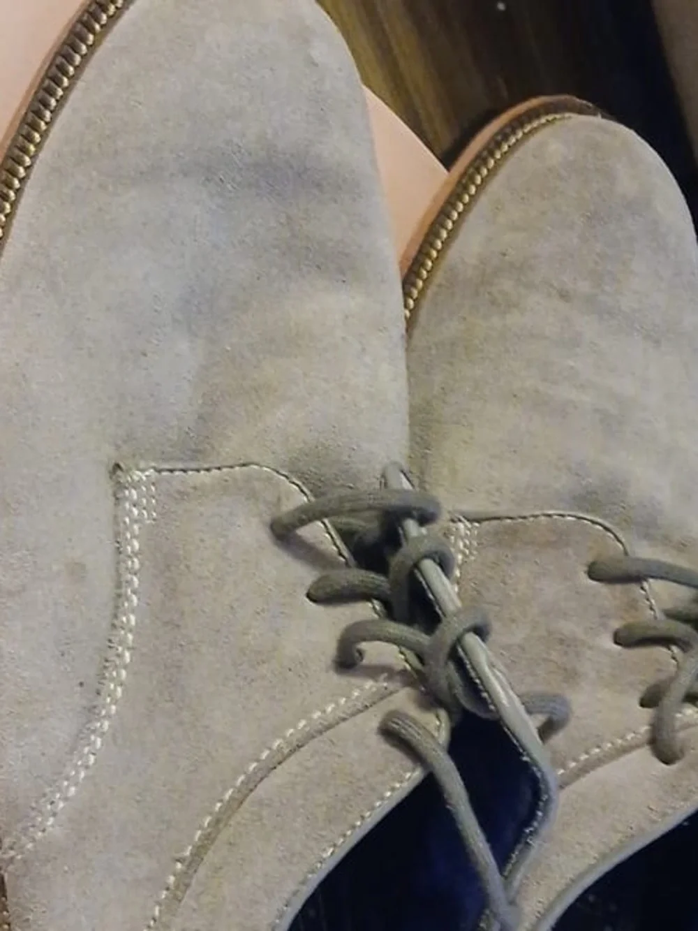 Women's Grey Suede Lace-Up Oxfords